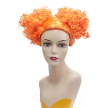Lockige, bunte Clown-Explosion Perücke, einzigartiges Design mit doppelten Dutt-Frisur, lustige Kostümperücke für Partys - Verschiedenfarbig - Übersicht 15