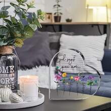 1 件 2D 平面亚克力装饰牌匾 - 带有彩虹图案的法式标志 - 送给妈妈、姐妹、阿姨或老师的独特礼物 - 透明亚克力纪念品，适合生日、圣诞节或教师感谢，最适合圣诞节学校装饰、学校惊喜宿舍装饰、返校家居装饰、房间装饰、学校用品