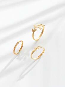 3pcs/Set Stylish Gold Floral Decor Women Toe Rings Set, Suitable For Beach, Party, Date, Everyday Wear