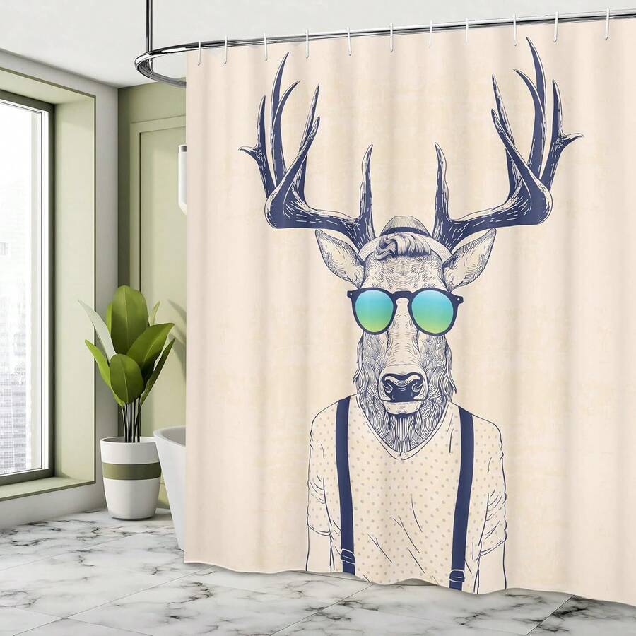 土耳其制造 100% 涤纶浴帘 - 175x200 厘米 - 包含 12 个塑料挂钩 - 防水 - 可机洗 - 多 - 查看 1