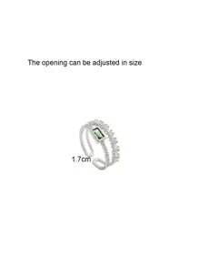 1pc Fashion Versatile Design Emerald Double-Layer Zirconia Ring