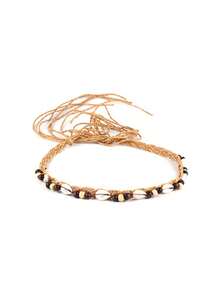 1 件女士夏季装饰锆石链镂空透气草帽，男女通用时尚个性化牛仔帽，防晒，适合海滩度假和日常穿着，父亲节的绝佳礼物选择（珠子略有色差，但不影响使用）