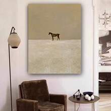 1 件无框北欧风格帆布墙画，奢华欧洲马在草地上行走，墙面艺术品，抽象帆布，粗糙纹理的现代墙画，适合家庭、办公室、客厅、卧室的优质墙面装饰，图案艺术品，节日礼物，美观