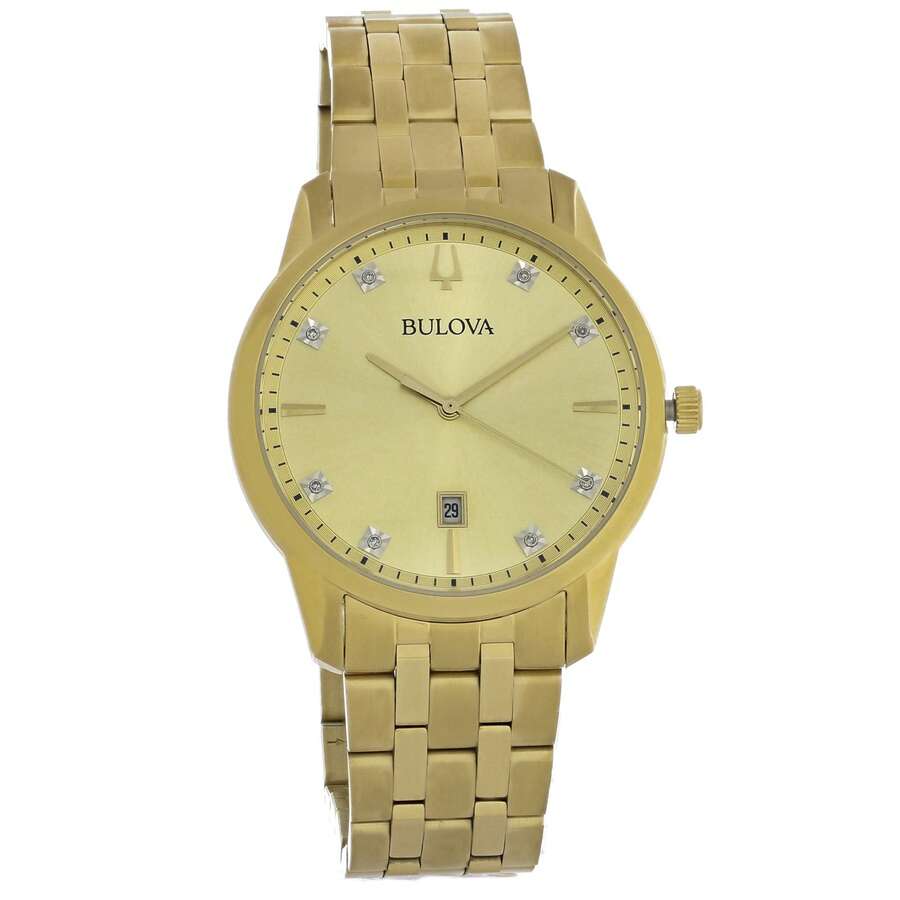 Bulova Sutton Men's Diamond Gold Tone Plated Stainless Steel Quartz ...