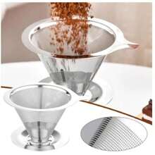 Filtro Coador De Café Inox 103 - Com Pegador em Silicone - Peneira Aço Reutilizável - Prata - Visão 3