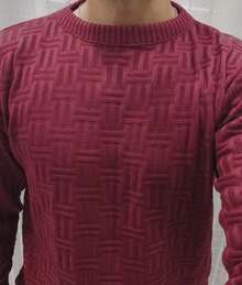Men's Sweater Blouse Knit Long Sleeve Winter 3D - 紅木色 - 查看 1