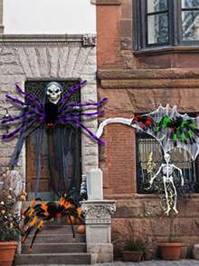 1pc 29.53in Halloween Spider, Red-Eyed Giant Spider,Giant Plush Spider Halloween Decoration, Colorful Furry Terrifying Halloween Spider Decorations Huge Terrifying Halloween Props, Realistic Furry Spider Sets Realistic Giant Scary Spider Props Decoration Halloween Spider Horror Fake,Party Prop, Outdoor Hanging Fake Spider Fall Autumn,Christmas - Multicolor - View 9