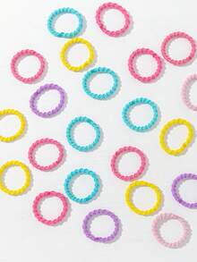 100 piezas Lazos elásticos para el cabello enrollados de colores aleatorios para niños - Multicolor - Ver 3