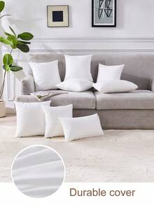 1/2/4pcs Solid Color Pillows Insert, Bedding, Soft Fluffy White Pillows, Christmas Decorations, With Hidden Zipper, High Rebound Polyester Fiber Filling Pillow, Halloween Gift, Halloween Decor, Perfect For Home & Hotel Use, Living Room, For Bed, Sofa, Bedroom Decorative Stuffer Pillow, Dorm Room Essentials College. - trắng - Xem 5