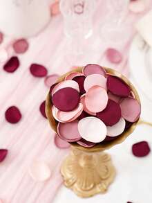 50/100/500pcs Silk Rose Petals, Satin Fabric Wedding Aisle Decorations For Cake Table/Flower Girl Basket/Bridal Shower, Romantic Bedding Scatter Flowers (4cm Bowl Shape, Burgundy Cream Mix)