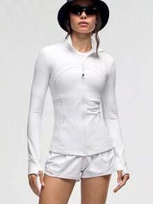 Define Jacket Nulu Women's Lightweight, Full Zip Running Track Jacket-For Yoga Gym Running-Sweat-Wicking-Yoga-All Seasons Sport-Spring/Summer-Autumn/Winter-Back To School - 白色 - 查看 2