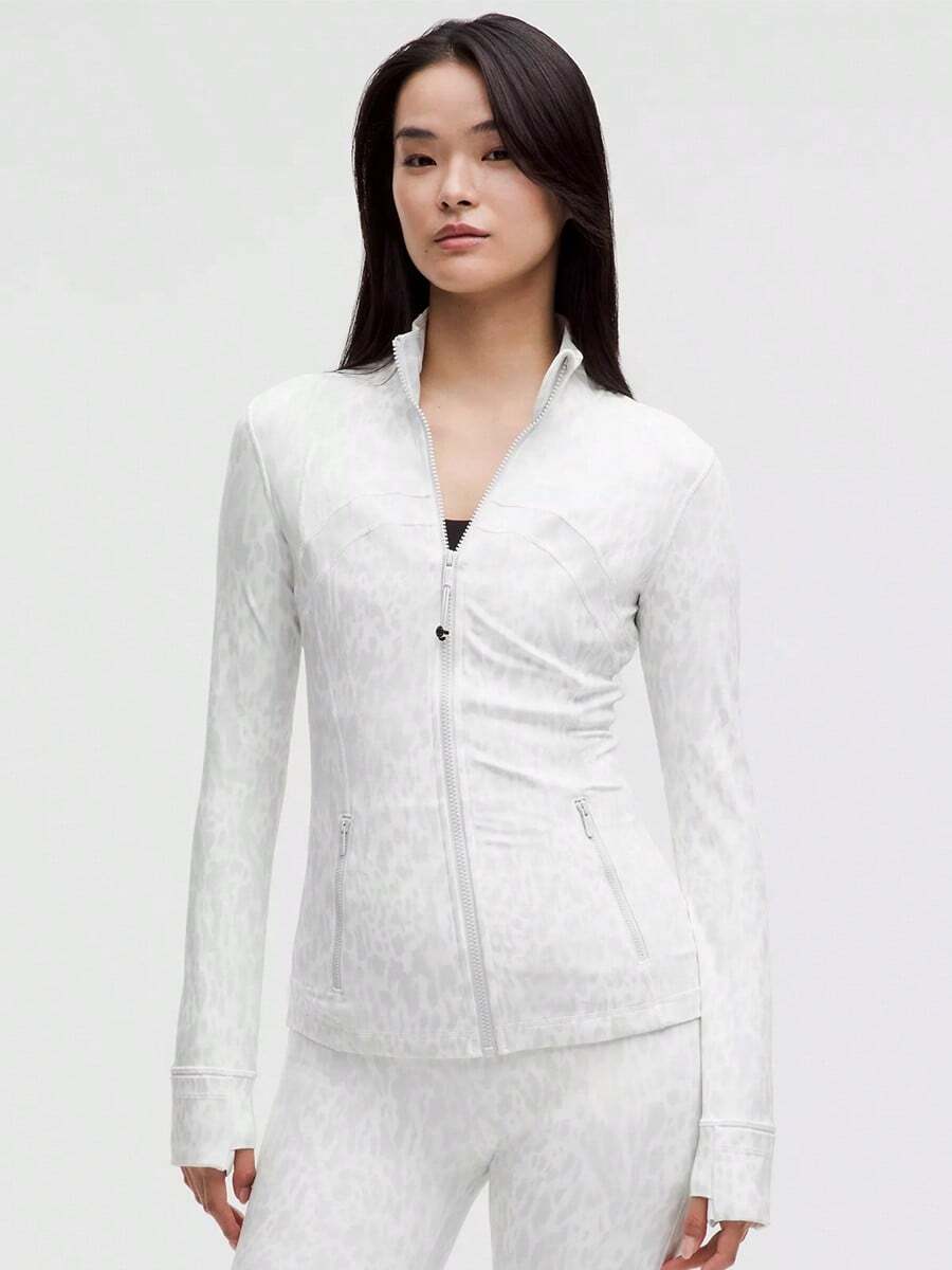 Define Jacket Nulu Women's Lightweight, Full Zip Running Track Jacket-For Yoga Gym Running-Sweat-Wicking-Yoga-All Seasons Sport-Spring/Summer-Autumn/Winter-Back To School - Contour Spot White Multi - 查看 1