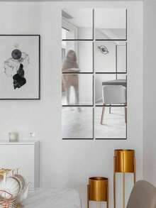 2/4/6/8/12片装镜面墙贴，全身镜，适用于家庭、卧室，自粘软镜面，亚克力材质，不易碎，生日、毕业、返校、房间装饰、学习用品的最佳礼物