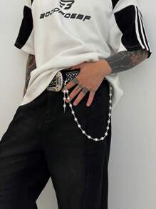 Accesorio de cadena de cintura con perlas falsas de estilo punk, cadena de cintura de múltiples capas con colgante de borla, joyería de cintura para hombre, regalo para fiesta de hip hop