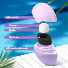 Aplicador portátil de protector solar - Aplicador de esponja rellenable para protector solar, crema solar y loción, ideal para adultos y familias - Tamaño perfecto para viajes (Morado/Rosa/Azul/Verde)