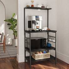 Kitchen Baker's Rack Storage Shelf Microwave Cart Oven Stand Coffee Bar - Black - View 8