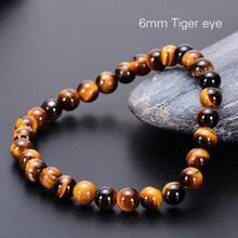 1pc Natural Tiger Eye Bead Bracelet, Handmade Yoga Energy Stone Bracelet, Fashion Casual Jewelry Gift