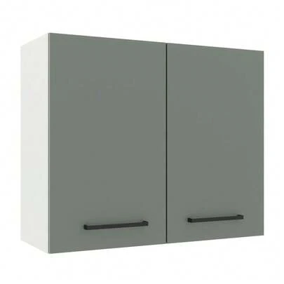  Alacena Gabinete Superior Cocina Madesa Agata 80cm Color Blanco y Gris