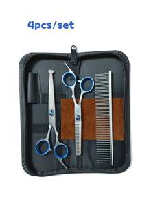 Bộ kéo cắt tỉa lông thú cưng chuyên nghiệp bằng thép không gỉ - Bao gồm lưỡi thẳng, lưỡi cong, kéo đầu tròn an toàn cho chó, mèo, thỏ và các loài động vật khác - Nhiều màu - Xem 14