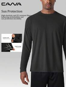 Cavva Men's Summer UPF 50+ Sun Protection Long Sleeve Shirt Spring Quick-Dry Lightweight Breathable Soft Outdoor Hiking Running Fishing Tops - Black - View 3
