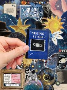 50pcs Mystery Space Stickers PET Material Handbook Laptop Phone Case Luggage Skateboard Helmet Decorative Stickers, School Supplies,Back To School