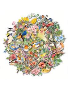 SCXXBSW 50pcs Watercolor Bird Cartoon Graffiti Stickers Decorative Water Cups Notebook Luggage Double Transparent Waterproof Stickers - Multicolor - View 5