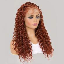 Peluca naranja rizada de 26 pulgadas, con trenzas sintéticas de encaje frontal sin pegamento y cabello baby, peluca naranja