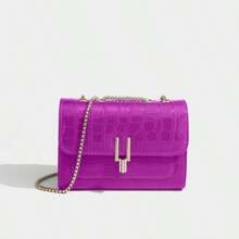 Bolso de hombro de patente con cadena para mujer, nuevo diseño de moda con estampado de cocodrilo
