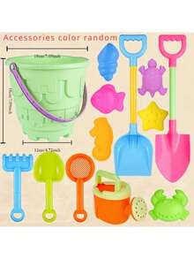 Children's Beach Toy Set, Sand Pit Toy, Equipped With Bucket, Shovel, Sand Rake, Sand Sieve Toy, Sand Castle Building Kit, Children's Outdoor Water And Sand Digging Toys - Blue/Green/Pink - Suitable For Boys And Girls, Children's Holiday Gifts, Birthday Gifts, Perfect Gifts For Children's Toys - Multicolor - View 5