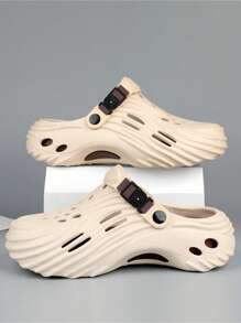 Men's Hole Shoes 2025, New Summer Thick Bottom Increased Height Non-Slip Wear-Resistant Slip-On Soft Bottom Soft Surface Lightweight & Comfortable Men's Sandals, Hollow Out Breathable Soft Comfortable EVA High Elastic Rubber Outdoor Driving Dual-Use Men's Sandals, Versatile Fashion Beach Outdoor Casual Men's Sandals Back To School