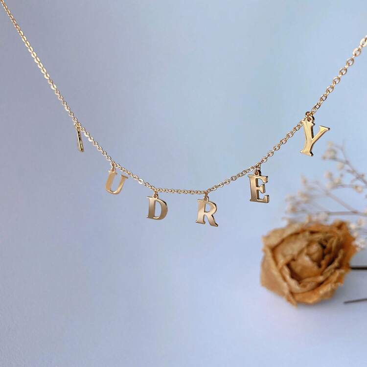 Collar personalizado con dije con inicial y nombre, collar con inicial y nombre personalizado de letra espaciada, collar con inicial y nombre, collar gargantilla con inicial de plata de ley, regalo para ella - Multicolor - Añade 8