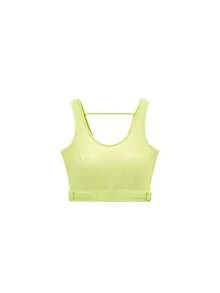 大码女士可调节宽肩带纯色交叉后背加厚支撑运动文胸