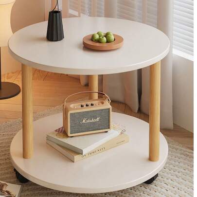 1 件复古工业风卷边桌 - 节省空间的可移动边桌，带锁定脚轮，适合小空间 | 多功能床头柜、咖啡桌和植物架 | 农舍公寓装饰