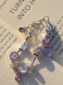 1 pieza Pulsera con dije de flor de cerezo vintage, regalo de color rojo para el Día de San Valentín, regalo de amistad