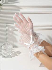 1pc Ladies Lace Gloves Elegant Short Lace Gloves Tea Party Gloves For Women Wedding Dinner Party