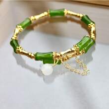 1 Pc Bamboo & Glass Pendant Bracelet, Unique Design For Women, Elegant & Charming, Delicate & Soft Jewelry, Expressing Appreciation For Others, Integritas, Suitable For Everyday Wear - The Best Gift