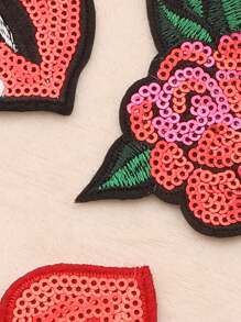 5 buc paiete brodate patch-uri pantofi cu toc înalt accesorii pentru geantă roșie etichetă de flori brodate accesorii de îmbrăcăminte din pânză brodată