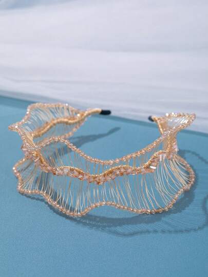 1pc Elegant Crystal Wavy Headband, Bridal Wedding Hair Accessory, Party Decoration