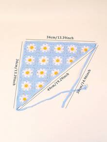 1pc/2pcs Girls Daisy Headband, Triangular Scarf Headband, Elegant Crochet Hair Accessories For Teens - Blue - View 6