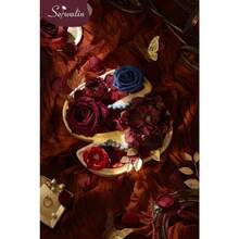 Artificial Pink Flowers, Silk Dusty Pink Fake Flowers For DIY Wedding Bridal Bouquet, Wedding Cake Flowers For Table Centerpieces Birthday Party Baby Shower Home Decoration - 勃根地海軍藍 - 查看 3