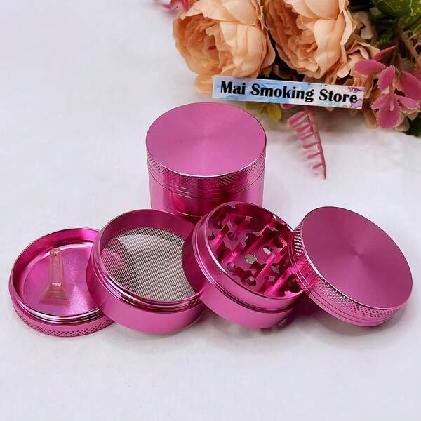 2inch Pink Herb Grinder Aluminum 4-Layer Manual Crusher Mill Mortar Tobacco Raw Grass Grinder Cigarette Accessories Tool Gift