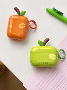 3D Leaf, Orange & Pear Design Silicone Soft Case Cover Compatible With Apple 4/3, Pro 2/3, Cute & Creative, Suitable For Couples, Summer