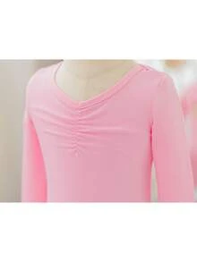Pink Long Sleeve Ballet Leotard For Girls, Children Bowknot Hollow Out Dance Activewear - Pink - View 8