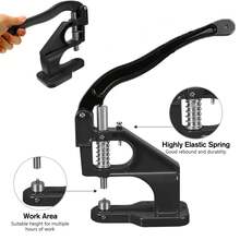 Heavy-Duty Hand Press Grommet Kit - Includes Punch Tool, 3 Dies, Hammer & 1500pcs Gold+1500pcs Silver Eyelets For Fabric, Leather & Crafts - Black - View 7