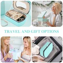 Friendly Travel Jewelry Box With Mirror - Scratch-Resistant PU Leather Jewelry Organizer For Earrings, Rings, Necklaces - Compact Lightweight Storage Case Perfect Gift For Women, Moms & Girls