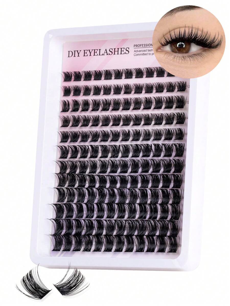 MEM 144pcs Mixed Length 10-20mm Faux Mink Eyelashes, 0.07mm C/D Curl, Waterproof, Thick & Curly, Suitable For DIY Eyelash Extension, Daily Makeup Or Outdoor Wear - 黑色 - 查看 1