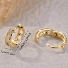 Golden-Tone Bohemian Cross Hoop Earrings For Women, Sparkling Synthetic Gemstone Design, Allergy-Resistant, Perfect For Valentine's Day Gifts, Daily Wear & Vacation Jewelry, Novelty Earrings