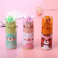 12 Colors Mechanical Pencil Set With Built-In Sharpener, Cute Panda Themed Colored Pencils With Wooden Stand And Sharpener - Great For Students, Artists, And Party Decorations, Party Supplies | Back To School, School Opening Gifts, Fun Design | Wooden Stand, Pencil Organizer, Birthday Gift - Christmas Gift - Easter Gift - Valentine's Day Gift - Perfect Gift