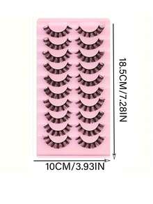 10 对浓密纤长睫毛 - DD 卷翘超卷翘，蓬松纤细 3D 妆容假睫毛，适合日常、派对和节日使用