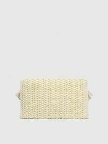 Bohemian Stil Stroh gewebte Clutch Handtasche mit Flicken und Fransen für Urlaub, Valentinstag